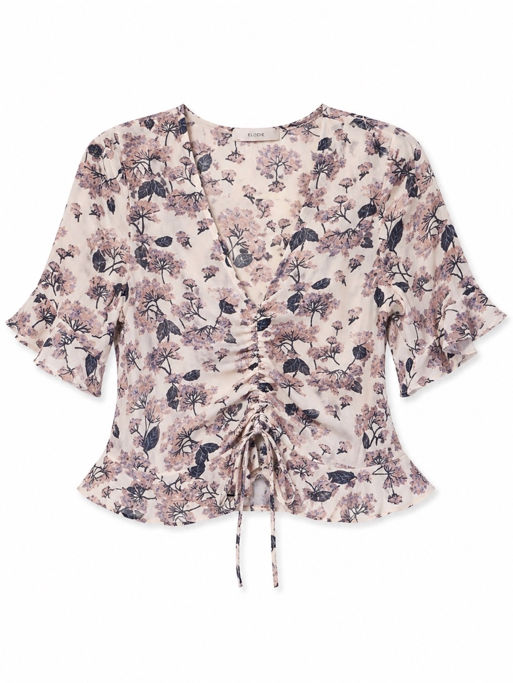 Elodie Floral Ruched Tie Front Top XS